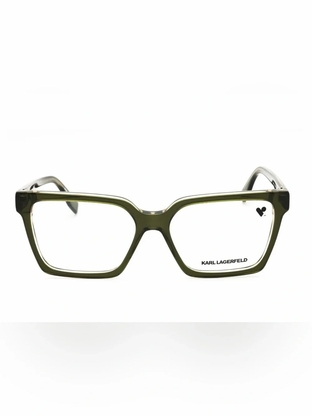 Karl Lagerfeld Translucent olive khaki Rectangular Glasses